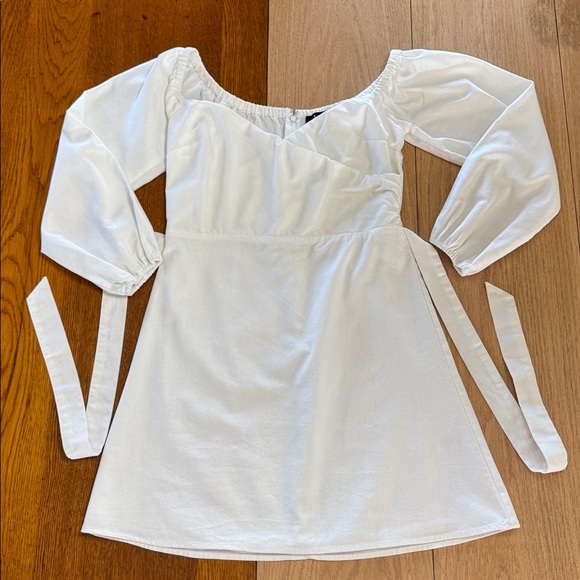 Lulu's Elegant Pure Serenity White Off-the-Shoulder Puff Sleeveless Mini Dress - Picture 6 of 14